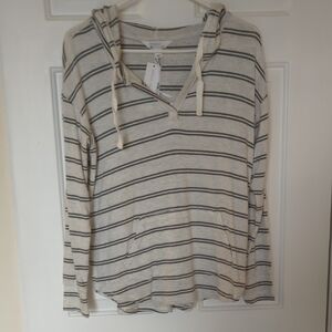 Market & Spruce Light Gray Striped Hoodie
